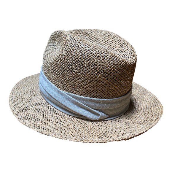Vtg Chi chi Collection Panama Straw hat Linen band Made in U.S.A. Size Small S - Picture 4 of 12